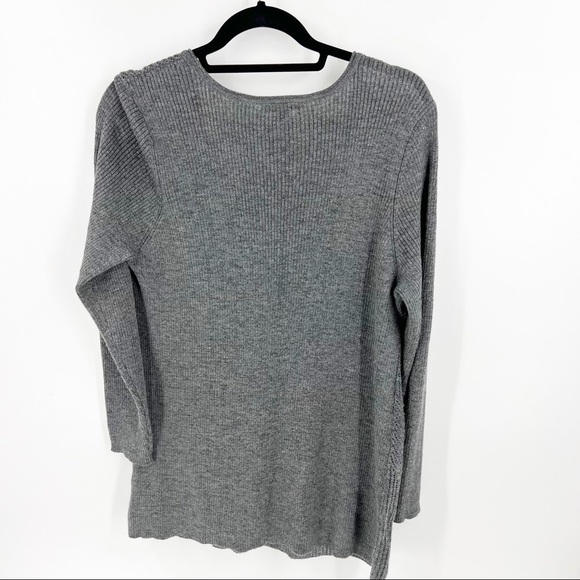 ✅ EILEEN FISHER SCOOP NECK MERINO BLEND GREY SWEATER SIZE LARGE - Picture 3 of 3